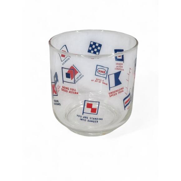 Vintage Libbey ENCO Maritime Signal Flag Juice Cocktail  Libbey ENCO Signal Flags Glass Set of 8 Nautical Maritime‎ Promo Barware Vintage